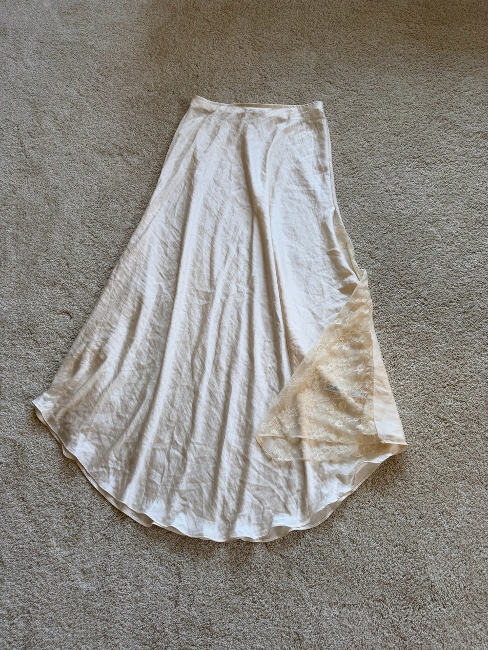 Free People Cream Lace Panel High Low Maxi Skirt S NWT - Picture 5 of 9